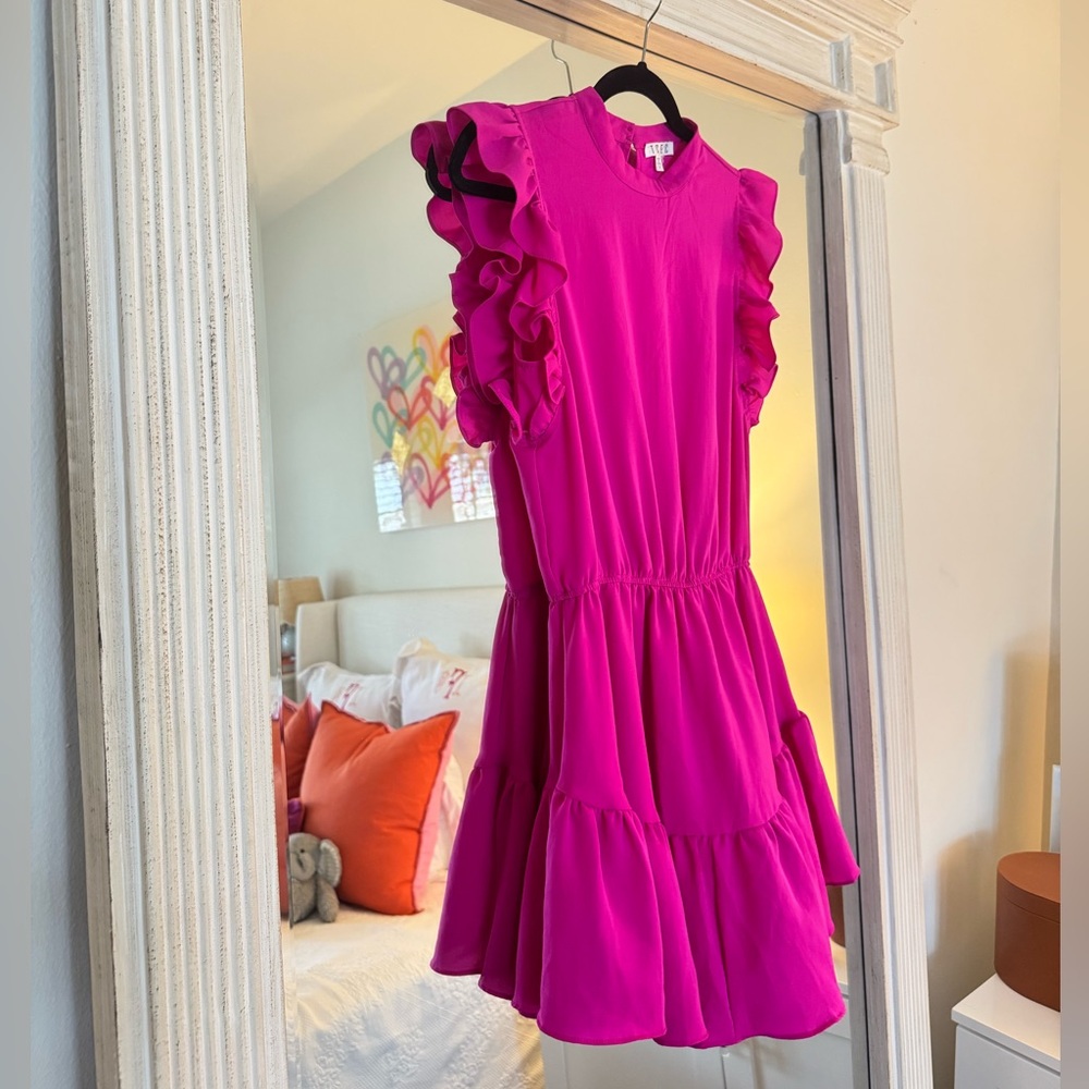 TCEC Vibrant Pink Ruffle Mini Dress